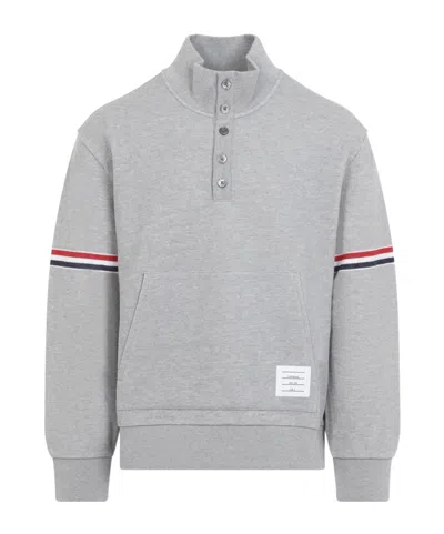 Thom Browne Funnel Neck Cotton Pullover Sweatshirt In Gray
