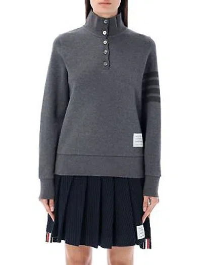 Pre-owned Thom Browne Funnel Neck Pullover With Tonal Bars 36 It In Gray