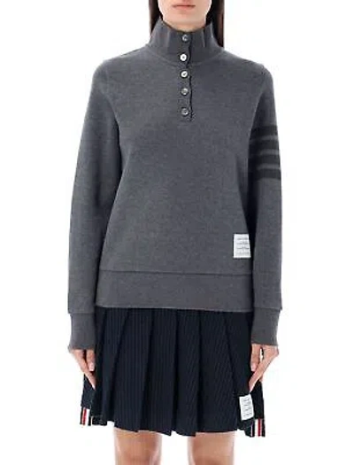 Pre-owned Thom Browne Funnel Neck Pullover With Tonal Bars In Gray