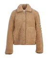 Thom Browne Shearling Collared Jacket Long Sleeves In Green