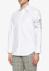Thom Browne Geese 4-bar Pinstripe Long-sleeved Shirt In White