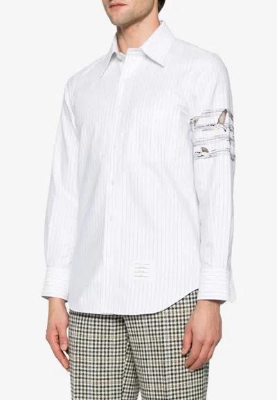 THOM BROWNE GEESE 4-BAR PINSTRIPE LONG-SLEEVED SHIRT