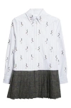 Thom Browne Geese Embroidered Stripe Button-down Shirt In Gray