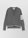 Thom Browne Geese Intarsia Boxy V Neck Cardigan In Gray