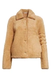 Thom Browne Button-up Shearling Jacket In Camel