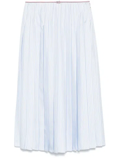 THOM BROWNE STRIPED MIDI SKIRT - WOMEN'S - SILK/WOOL/ELASTANE/POLYAMIDE