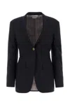 Thom Browne Woman Midnight Blue Wool Blazer In Darkblue