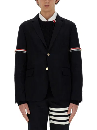 Thom Browne Single-breasted Tailored Jacket With Striped Detailing In Black