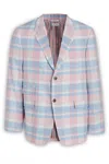 Thom Browne Cotton Jacket With Checked Pattern And Lapel Collar In 680