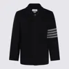 Thom Browne Stripe-detailing Wool Blend Cardi-coat In Blue