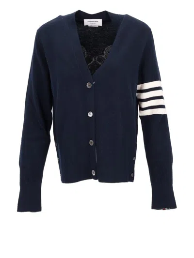 Thom Browne Gingerbread Cookie-intarsia Buttoned Cardigan In Black