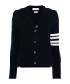 Thom Browne 4-bar Stripes Cashmere Cardigan In Black