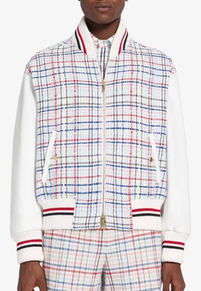Thom Browne Gingham Check Bomber Jacket In Multicolor