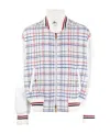 Thom Browne Gingham Check Bomber Jacket In White