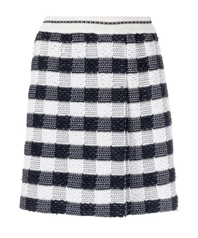 Thom Browne Gingham-check Jacquard Miniskirt In Navy