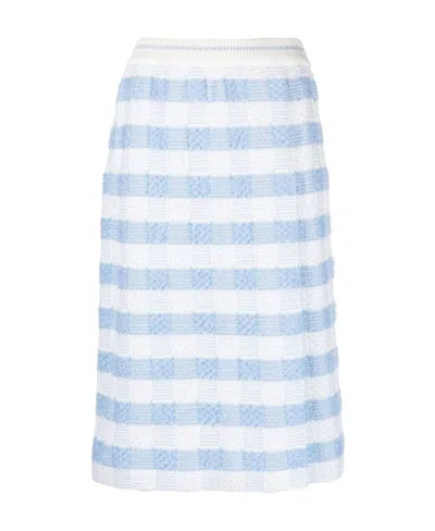 Thom Browne Gingham-check Jacquard Pencil Skirt In Blue