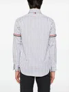 Thom Browne Gingham Check Long-sleeve Shirt With Signature Stripes In White