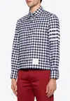 Thom Browne Navy Blue Check Shirts In Blue