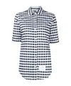 Thom Browne Gingham Check Pattern Shirt In Navy Blue