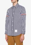 Thom Browne Gingham Check Poplin Shirt With Armband In Blue