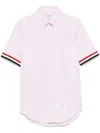 Thom Browne Straight Fit Gingham Plaid Short Sleeve Cotton Button-down Shirt In Pink