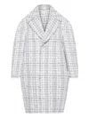 Thom Browne Gingham-check Tweed Coat In Gray