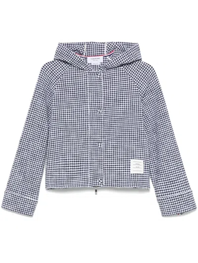 Thom Browne Gingham-check Tweed Jacket In Gray