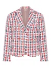 Thom Browne Gingham-check Tweed Jacket In Red