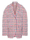Thom Browne Gingham-check Tweed Jacket In Red