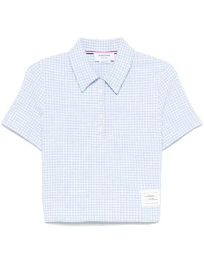 Thom Browne Gingham-check Tweed Polo Top