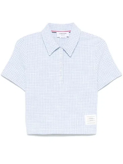 THOM BROWNE GINGHAM-CHECK TWEED POLO TOP - WOMEN'S - FABRIC