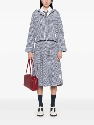 Thom Browne Gingham Cotton Tweed Jacket Women In Gray
