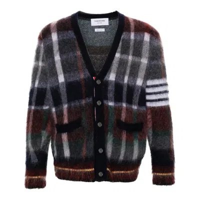 Thom Browne Gingham Hector Tartan Check Cardigan Men In Multi