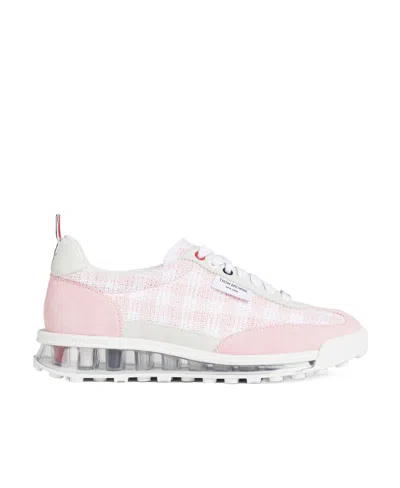 Thom Browne Gingham Lace-up Sneakers In White