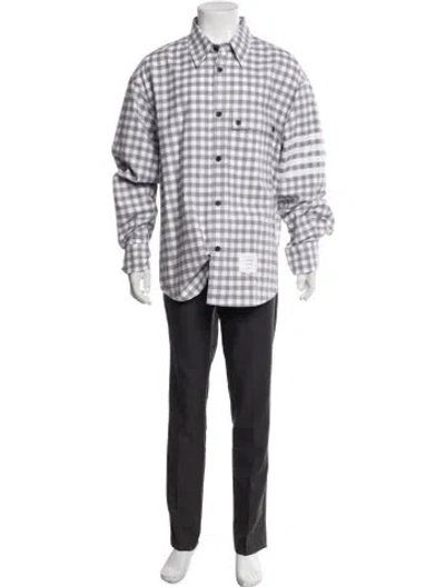 Pre-owned Thom Browne Gingham Plaid Print Shirt In Grey