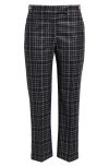 Thom Browne Gingham Side Tab Wool Trousers In Charcoal