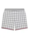 Thom Browne Gingham Split-hem Shorts In Gray