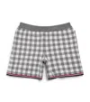Thom Browne Gingham Split-hem Shorts In Gray