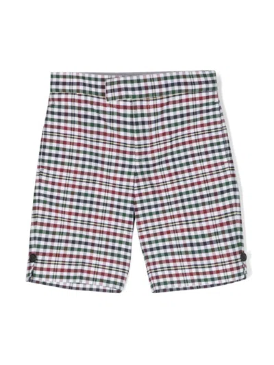 Thom Browne Kids' Gingham-tartan Backstrap Shorts In Blue