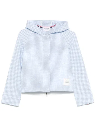 Thom Browne Gingham Tweed Jacket In Blue