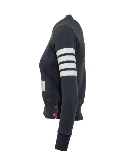 Thom Browne Giro Neck Sweatshirt With Quattro Band In Navy