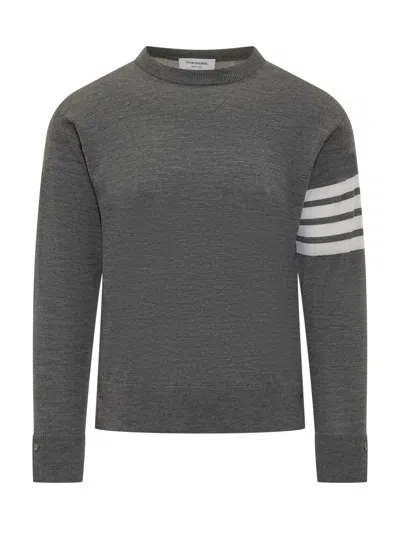 Thom Browne Gironeck Mini Sweater In Med Grey