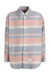 Thom Browne Wool Check Pattern Shirt With Wide Collar In 680