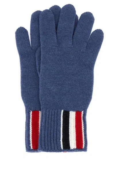 Thom Browne Rwb Intarsia Knitted Striped Gloves In Blue