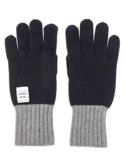 Thom Browne Gloves With Logo In Blue