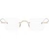 Thom Browne Gold Titanium Rectangular Rimless Glasses In Yellow