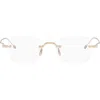 Thom Browne Gold Titanium Rectangular Rimless Glasses In Orange