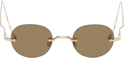Thom Browne Gold Titanium Rimless Round Sunglasses