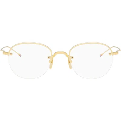 Thom Browne Gold Titanium Semi Rimless Oval Glasses In Metallic