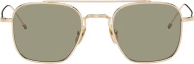 Thom Browne Gold Titanium Squared Aviator Sunglasses